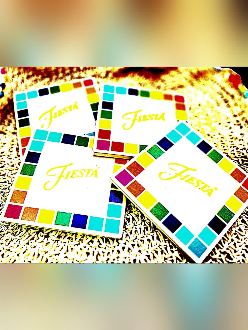 NWOT Vintage Fiesta Thirstystone Coasters Set Of 4 Color Mosaic Border